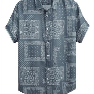 Scarf Print Button Up Shirt